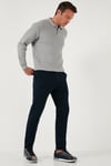 Streç Pamuklu Slim Fit Normal Bel Boru Paça Erkek Pantolon 674003 LACİVERT