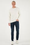 Streç Pamuklu Slim Fit Normal Bel Dar Paça Jeans Erkek Kot Pantolon 1115C42NAPOLI LACİVERT