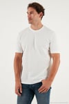 Streç Pamuklu Slim Fit Sıfır Yaka Erkek T Shirt 5902639 EKRU