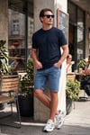 Streç Pamuklu Slim Fit Sıfır Yaka Erkek T Shirt 5902639 İNDİGO