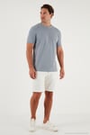 Streç Pamuklu Slim Fit Sıfır Yaka Erkek T Shirt 5902639 AÇIK GRİ