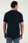 Streç Pamuklu Slim Fit Sıfır Yaka Erkek T Shirt 5902639 İNDİGO