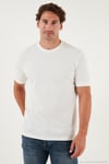 Streç Pamuklu Slim Fit Sıfır Yaka Erkek T Shirt 5902639 EKRU