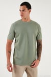 Streç Pamuklu Slim Fit Sıfır Yaka Erkek T Shirt 5902639 Elma