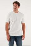 Streç Pamuklu Slim Fit Sıfır Yaka Erkek T Shirt 5902639 EKRU