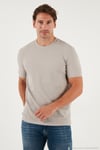 Streç Pamuklu Slim Fit Sıfır Yaka Erkek T Shirt 5902639 TAŞ