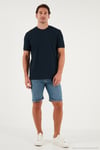 Streç Pamuklu Slim Fit Sıfır Yaka Erkek T Shirt 5902639 İNDİGO