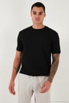 Streç Pamuklu Slim Fit Sıfır Yaka Erkek T Shirt 5902639 SİYAH