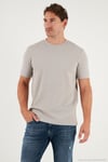 Streç Pamuklu Slim Fit Sıfır Yaka Erkek T Shirt 5902639 TAŞ