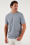 Streç Pamuklu Slim Fit Sıfır Yaka Erkek T Shirt 5902639 AÇIK GRİ