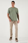 Streç Pamuklu Slim Fit Sıfır Yaka Erkek T Shirt 5902639 Elma