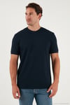 Streç Pamuklu Slim Fit Sıfır Yaka Erkek T Shirt 5902639 İNDİGO