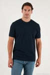 Streç Pamuklu Slim Fit Sıfır Yaka Erkek T Shirt 5902639 İNDİGO