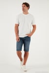 Streç Pamuklu Slim Fit Sıfır Yaka Erkek T Shirt 5902639 EKRU