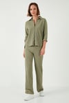 Streç Regular Fit Dokulu Kadın Gömlek 5865975 Olive