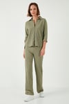 Streç Regular Fit Dokulu Kadın Gömlek 5865975 Olive