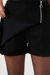 Streç Slim Fit Asimetrik Kesim Fermuarlı Kışlık Kadın Şort Etek 5865969 SİYAH
