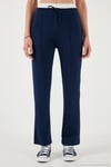 Streç Slim Fit Yüksek Bel Geniş Paça Çimalı Kadın Eşofman Altı 5866078 LACİVERT