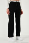 Streç Slim Fit Yüksek Bel Geniş Paça Çimalı Kadın Eşofman Altı 5866078 SİYAH