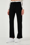 Streç Slim Fit Yüksek Bel Geniş Paça Çimalı Kadın Eşofman Altı 5866078 SİYAH
