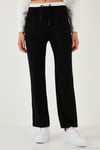 Streç Slim Fit Yüksek Bel Geniş Paça Çimalı Kadın Eşofman Altı 5866078 SİYAH