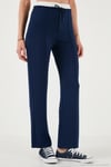 Streç Slim Fit Yüksek Bel Geniş Paça Çimalı Kadın Eşofman Altı 5866078 LACİVERT