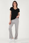 Streç Slim Fit Yüksek Bel Geniş Paça Çimalı Kadın Eşofman Altı 5866078 GRİ