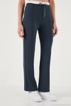 Streç Slim Fit Yüksek Bel Geniş Paça Çimalı Kadın Eşofman Altı 5866078 FÜME