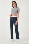 Streç Slim Fit Yüksek Bel Geniş Paça Çimalı Kadın Eşofman Altı 5866078 FÜME