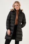 Su İtici Regular Fit Çıkarılabilir Kapüşonlu Şişme Kadın Mont 640Y001 SİYAH