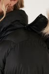 Su İtici Regular Fit Çıkarılabilir Kapüşonlu Şişme Kadın Mont 640Y001 SİYAH