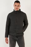 Su İtici Slim Fit Cepli Dik Yaka Şişme Erkek Mont 649010 SİYAH