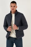 Su İtici Slim Fit Cepli Dik Yaka Şişme Erkek Mont 649010 LACİVERT