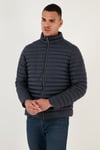 Su İtici Slim Fit Cepli Dik Yaka Şişme Erkek Mont 649010 LACİVERT