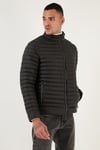 Su İtici Slim Fit Cepli Dik Yaka Şişme Erkek Mont 649010 SİYAH