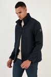 Su İtici Slim Fit Dik Yaka Softshell İnce Erkek Mont 649003 LACİVERT