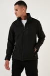Su İtici Slim Fit Dik Yaka Softshell İnce Erkek Mont 649003 SİYAH