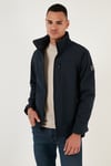 Su İtici Slim Fit Dik Yaka Softshell İnce Erkek Mont 649003 LACİVERT