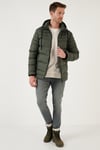 Su İtici Slim Fit Soğuğa ve Rüzgara Dayanıklı Kapüşonlu Şişme Erkek Mont 649005 HAKİ
