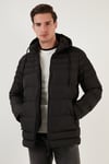 Su İtici Slim Fit Soğuğa ve Rüzgara Dayanıklı Kapüşonlu Şişme Erkek Mont 649005 SİYAH