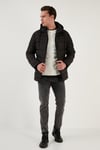 Su İtici Slim Fit Soğuğa ve Rüzgara Dayanıklı Kapüşonlu Şişme Erkek Mont 649005 SİYAH