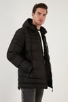 Su İtici Slim Fit Soğuğa ve Rüzgara Dayanıklı Kapüşonlu Şişme Erkek Mont 649005 SİYAH