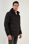 Su İtici Slim Fit Soğuğa ve Rüzgara Dayanıklı Kapüşonlu Şişme Erkek Mont 649005 SİYAH