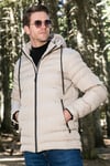 Su İtici Slim Fit Soğuğa ve Rüzgara Dayanıklı Kapüşonlu Şişme Erkek Mont 649005 TAŞ