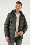 Su İtici Slim Fit Soğuğa ve Rüzgara Dayanıklı Kapüşonlu Şişme Erkek Mont 649005 HAKİ