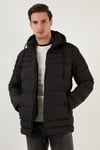 Su İtici Slim Fit Soğuğa ve Rüzgara Dayanıklı Kapüşonlu Şişme Erkek Mont 649005 SİYAH