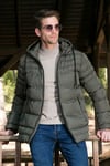 Su İtici Slim Fit Soğuğa ve Rüzgara Dayanıklı Kapüşonlu Şişme Erkek Mont 649005 HAKİ