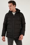 Su İtici Slim Fit Soğuğa ve Rüzgara Dayanıklı Kapüşonlu Şişme Erkek Mont 649005 SİYAH