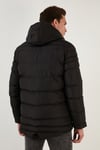 Su İtici Slim Fit Soğuğa ve Rüzgara Dayanıklı Kapüşonlu Şişme Erkek Mont 649005 SİYAH