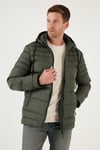 Su İtici Slim Fit Soğuğa ve Rüzgara Dayanıklı Kapüşonlu Şişme Erkek Mont 649005 HAKİ